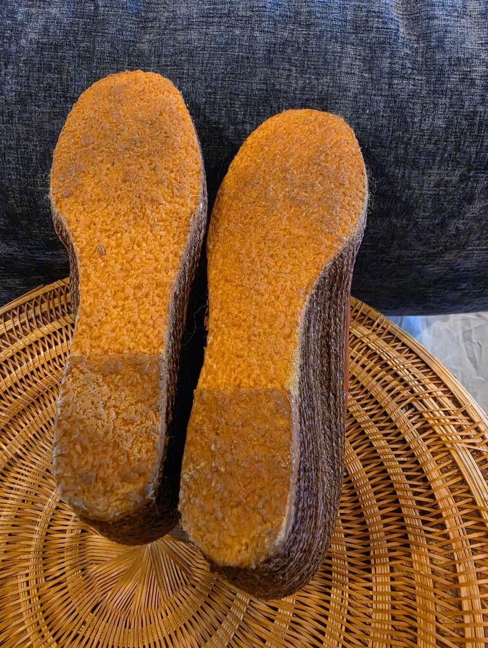 Vintage 1970's Sophisticates Raffia/Leather Mary Jane Wedge Coquette Girl